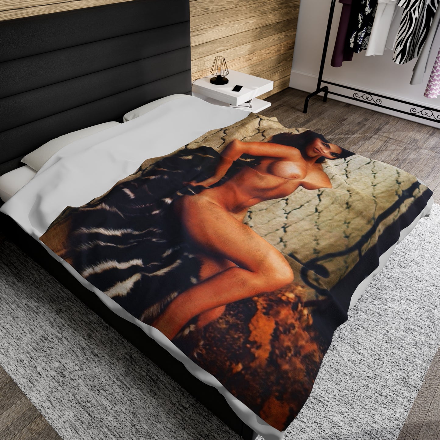 Velveteen Plush Blanket Cynthia Myers Nude