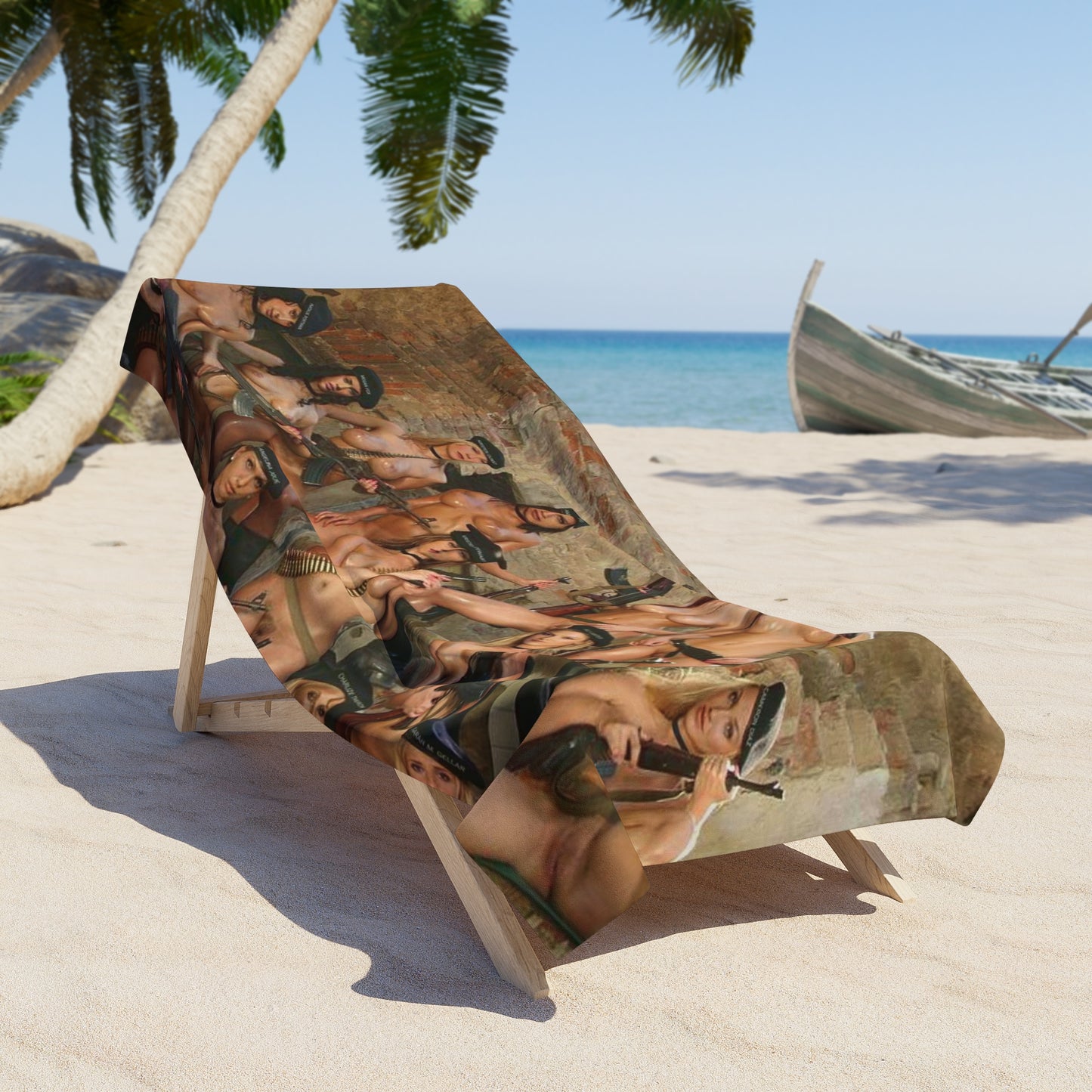 Beach Towel Hot Naked Chicks with Guns