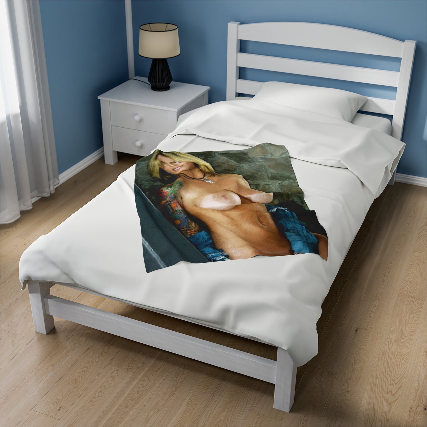 Velveteen Plush Blanket Retro Adult Star Janine Lindenmulder Nude
