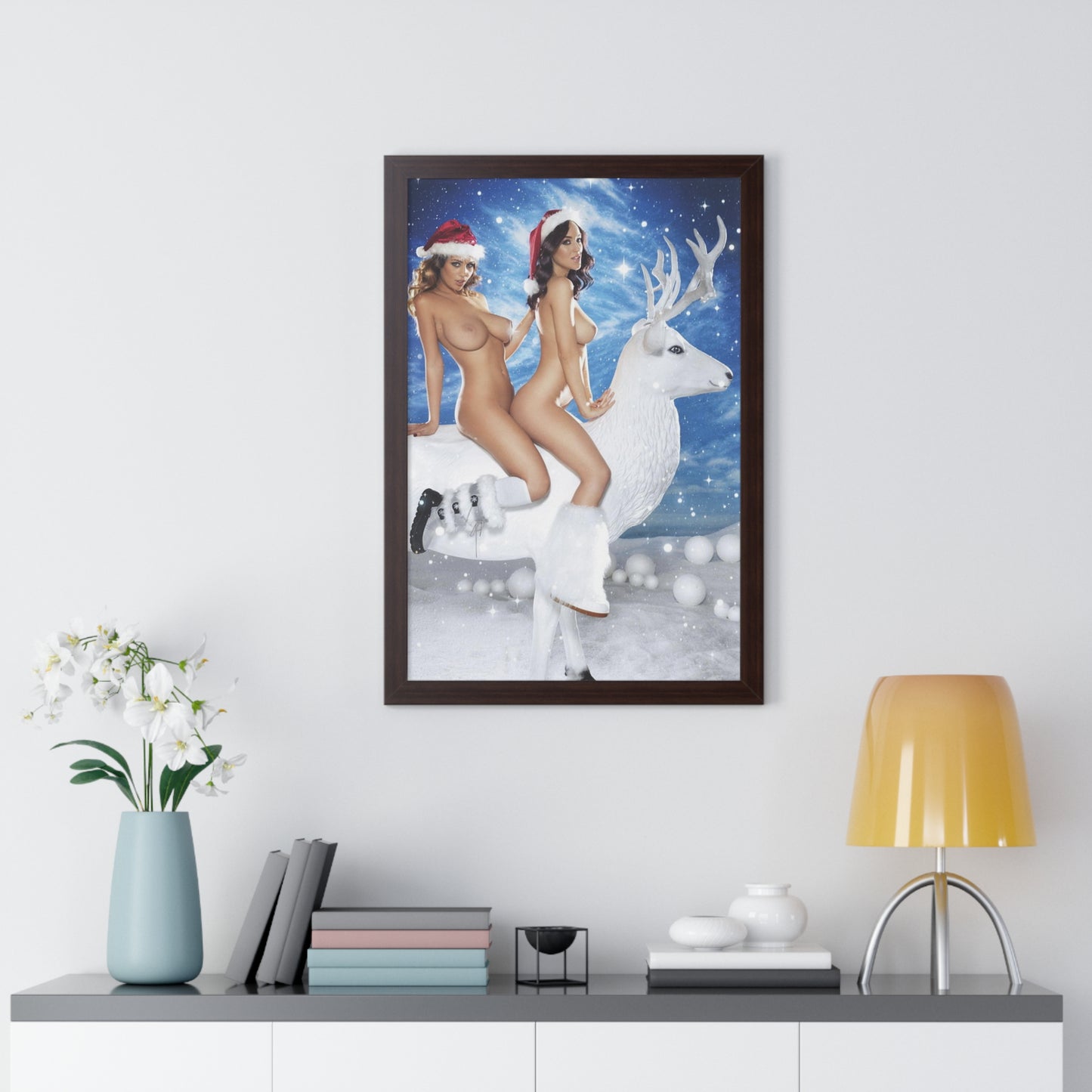 Framed Vertical Poster Sexy Nude Christmas Girls