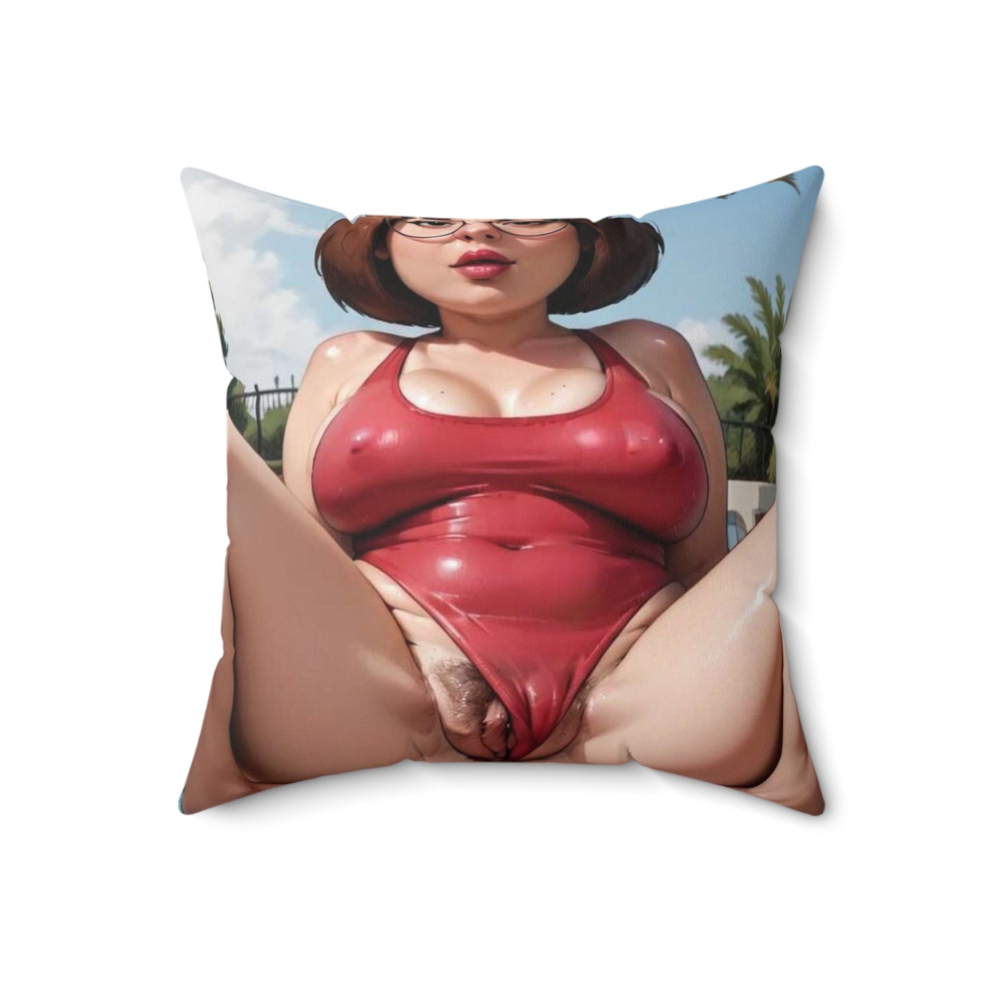 Spun Polyester Square Pillow Meg Griffin Nude