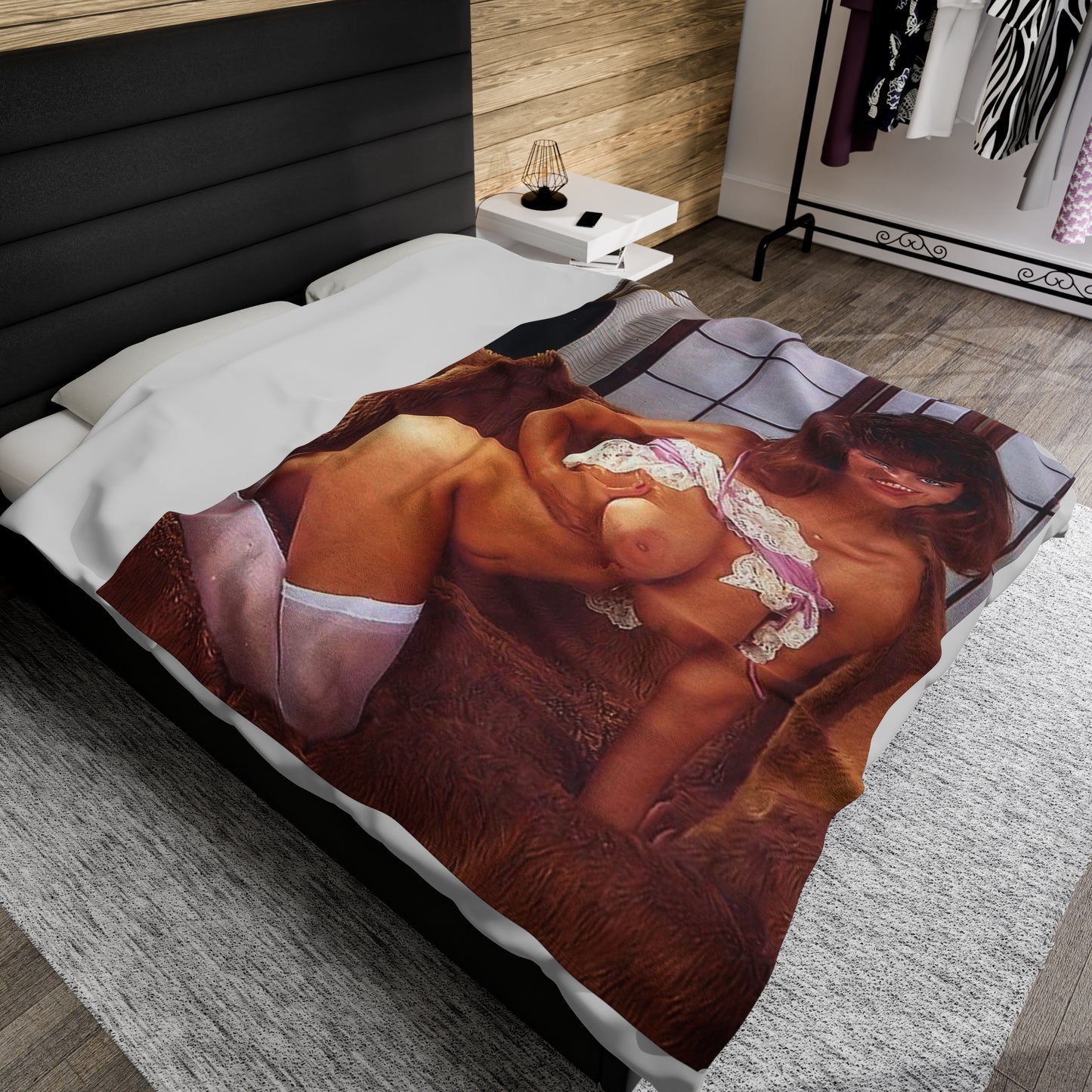 Velveteen Plush Blanket Retro Adult Star Christy Canyon Nude