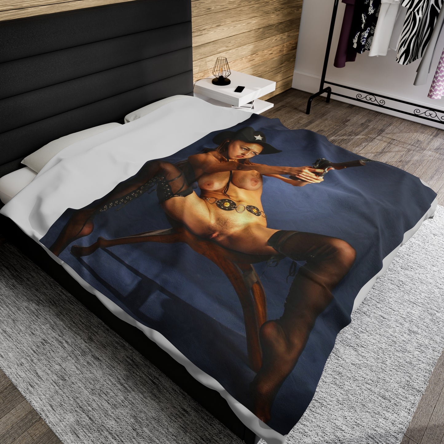 Velveteen Plush Blanket Naked Chicks With Guns