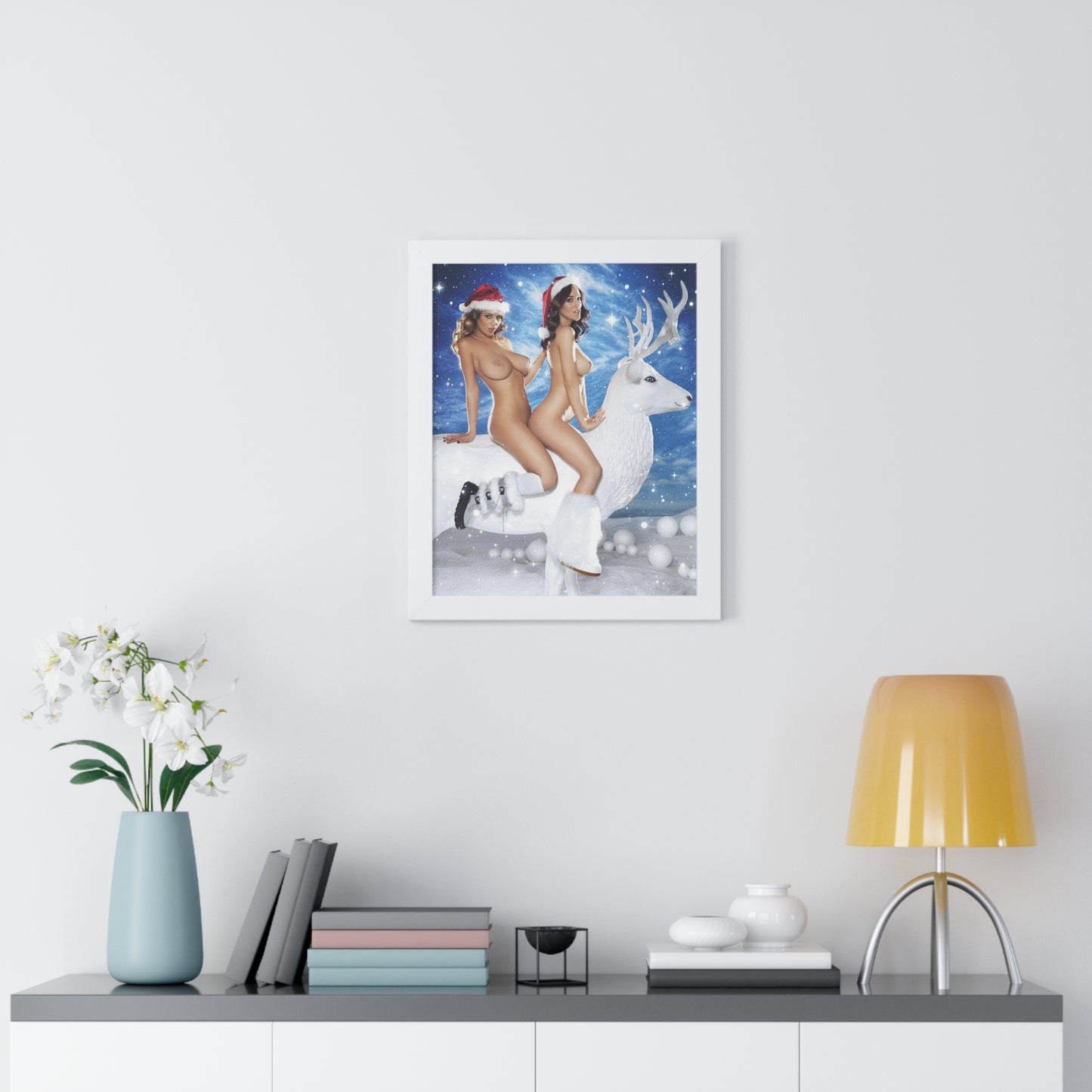 Framed Vertical Poster Sexy Nude Christmas Girls