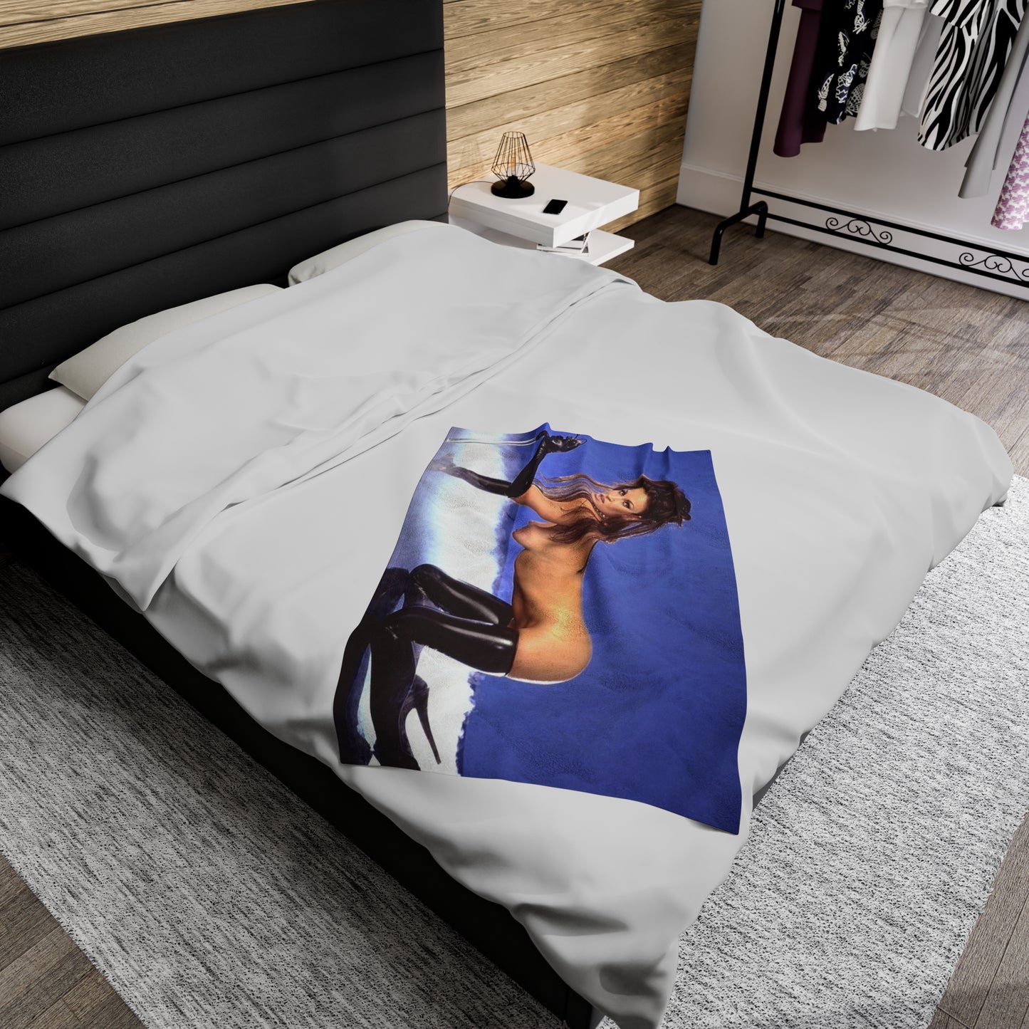 Velveteen Plush Blanket Retro Adult Star Janine Lindenmulder Nude