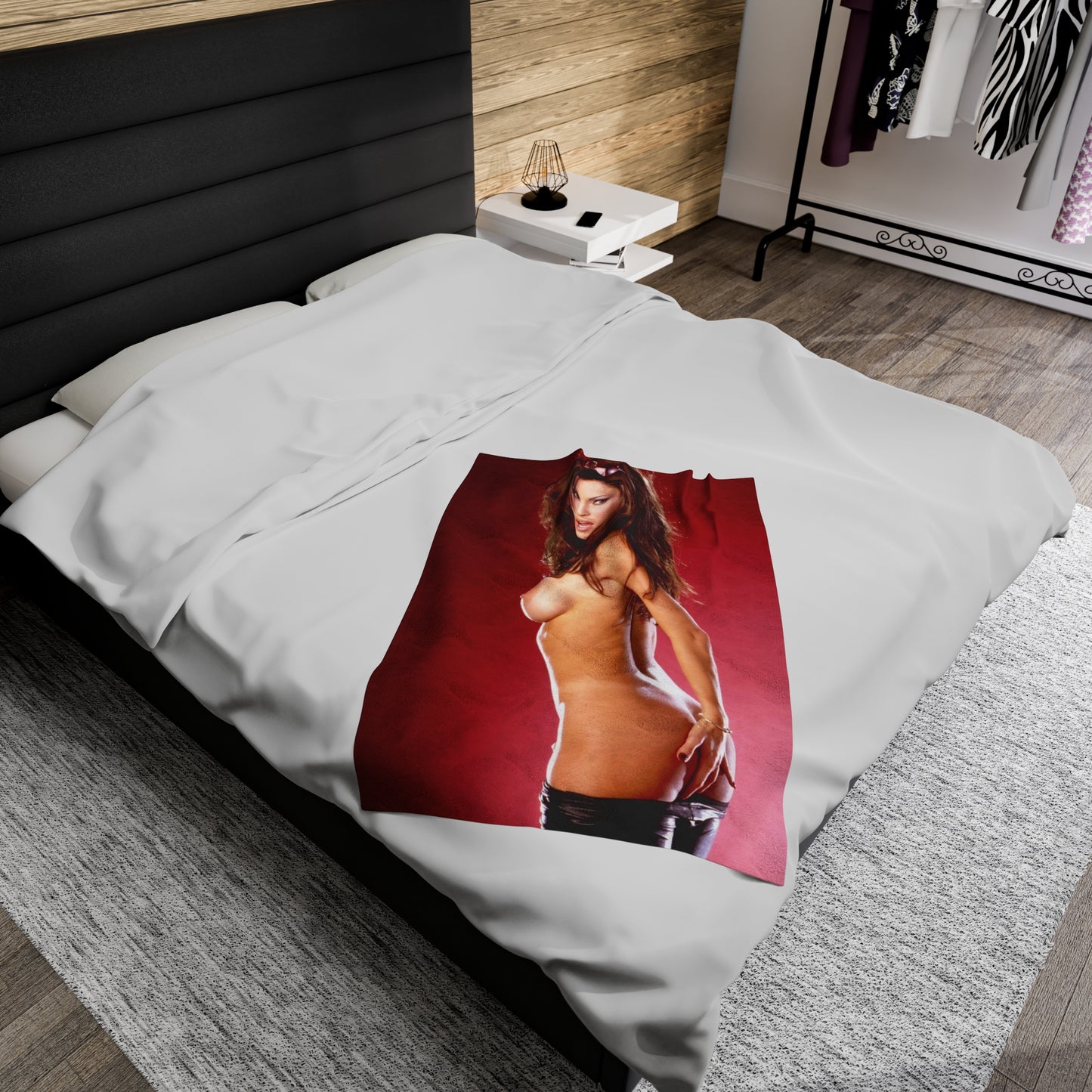 Velveteen Plush Blanket Retro Adult Star Janine Lindenmulder Nude