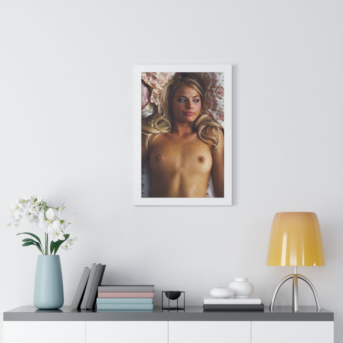 Framed Vertical Poster Margot Robbie Nude Wolf of Wallstreet