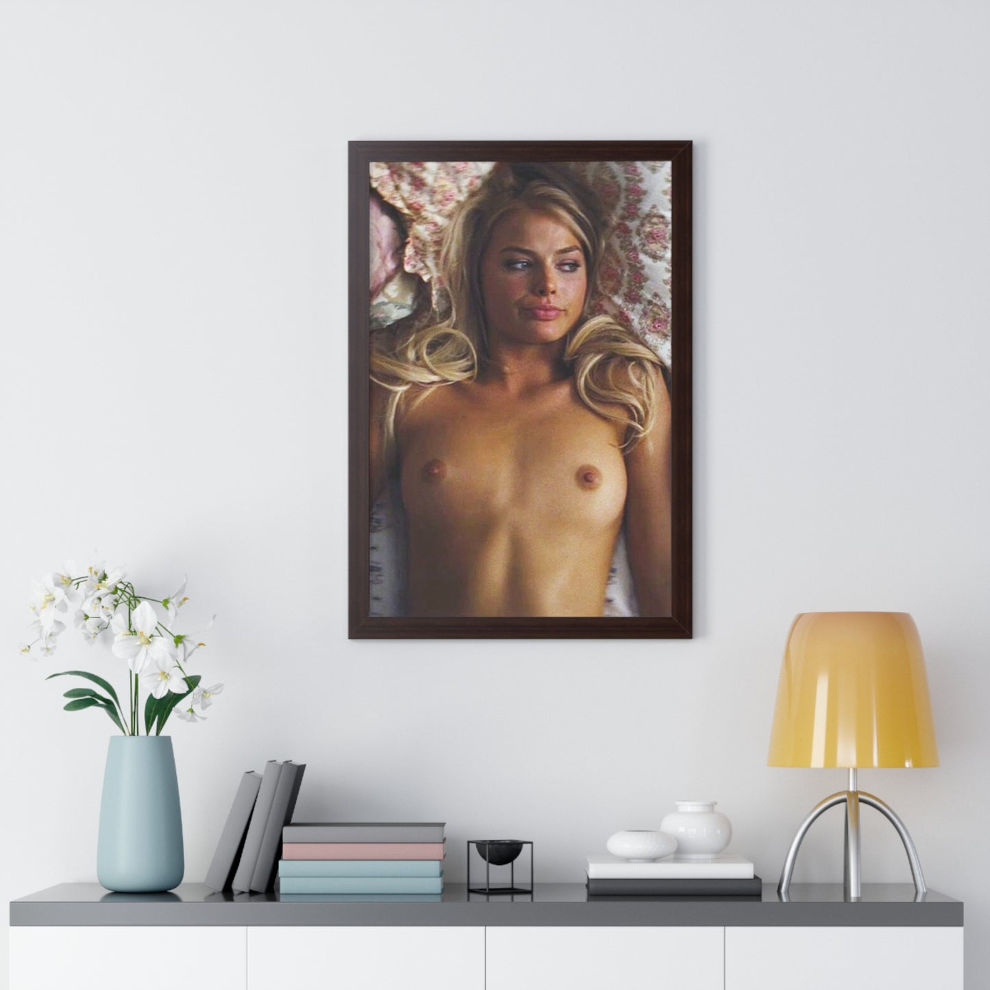 Framed Vertical Poster Margot Robbie Nude Wolf of Wallstreet