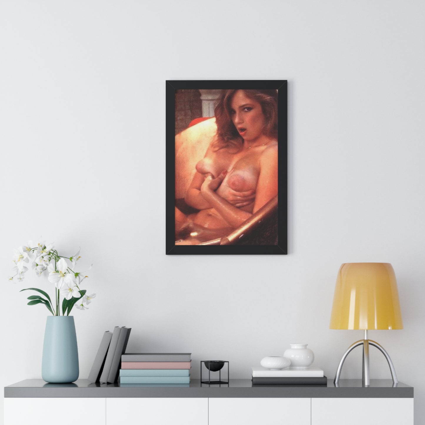 Framed Vertical Poster Retro Porn Star 80s