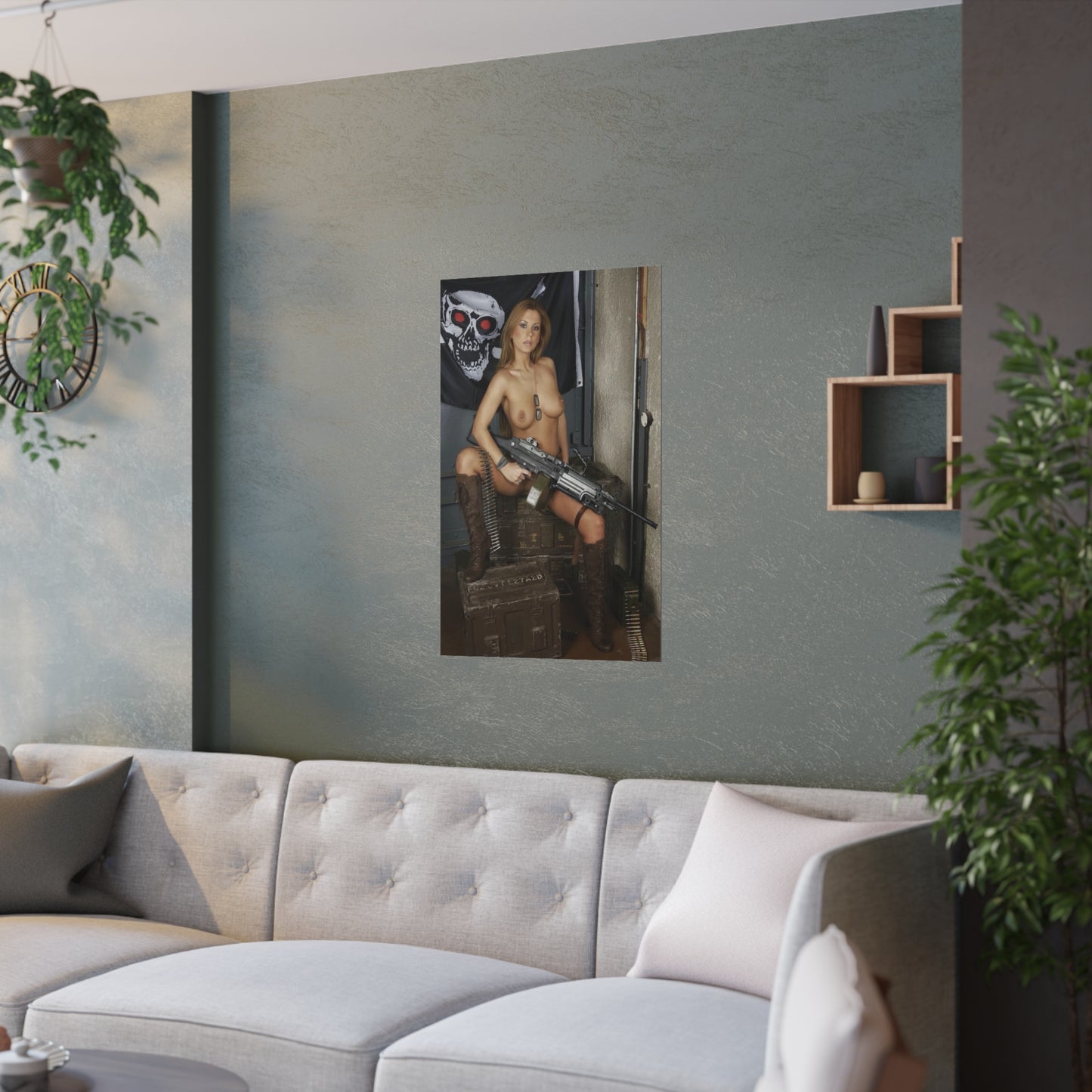Satin Posters (210gsm) Sexy Nude Girl with Big Gun