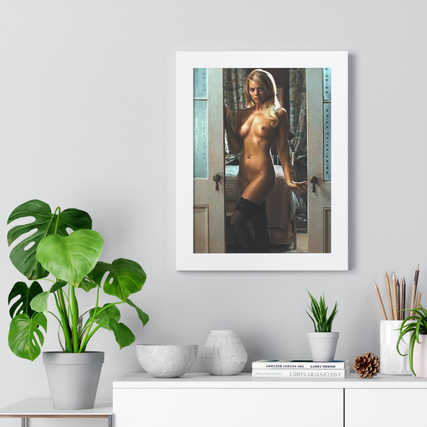 Framed Vertical Poster Margot Robbie Nude Wolf of Wallstreet