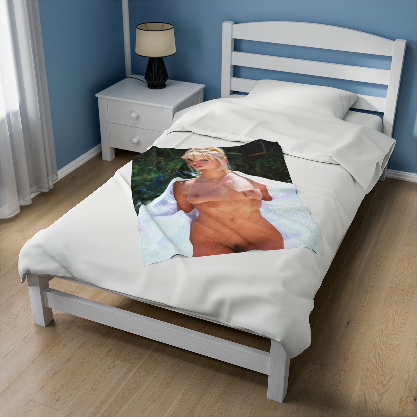 Velveteen Plush Blanket Retro Porn Star Anita Blond