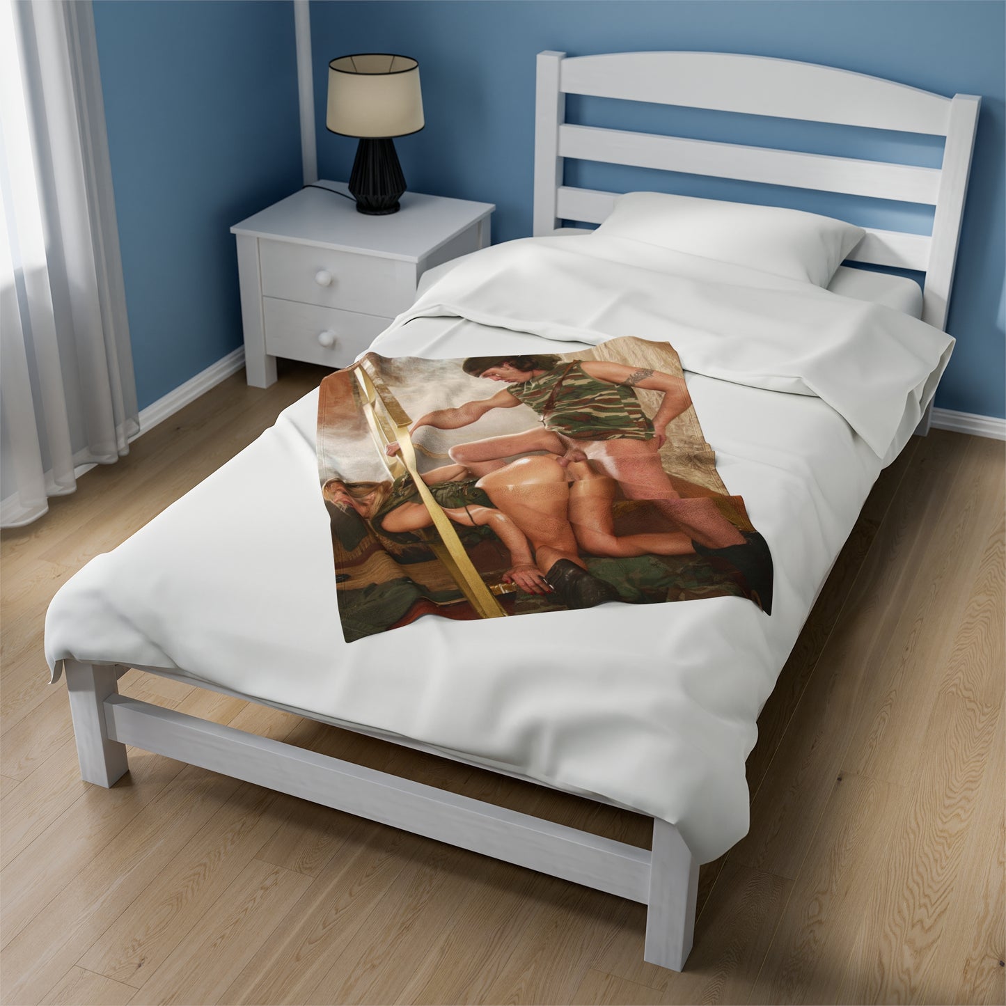 Velveteen Plush Blanket Nude Military Girl