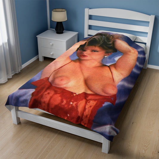 Velveteen Plush Blanket Retro 80s Adult Star Nude