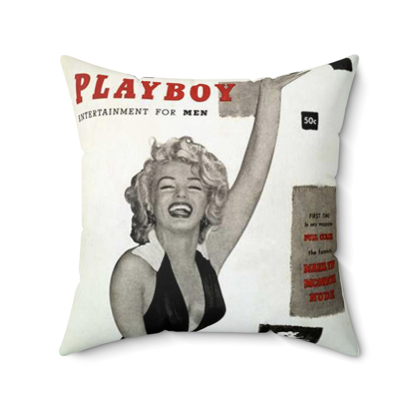 Spun Polyester Square Pillow Playboy Cover January 1953 Marilyn Monroe