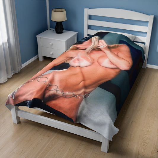 Velveteen Plush Blanket Retro Adult Star Janine Lindenmulder Nude