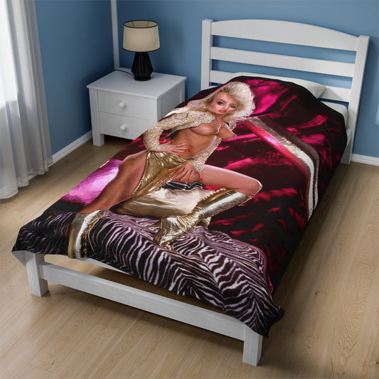 Velveteen Plush Blanket Retro 1980s Porn Star Amber Lynn