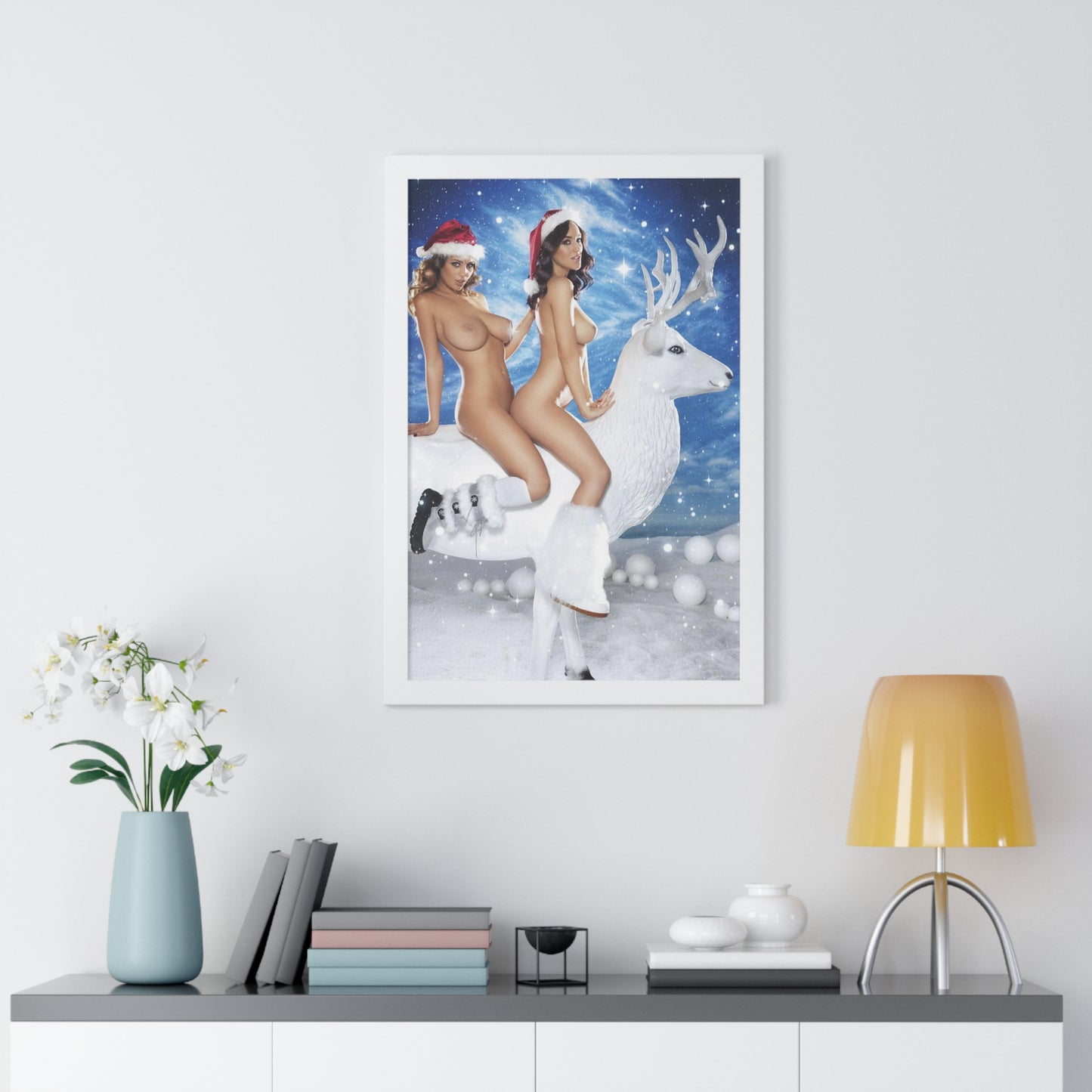 Framed Vertical Poster Sexy Nude Christmas Girls