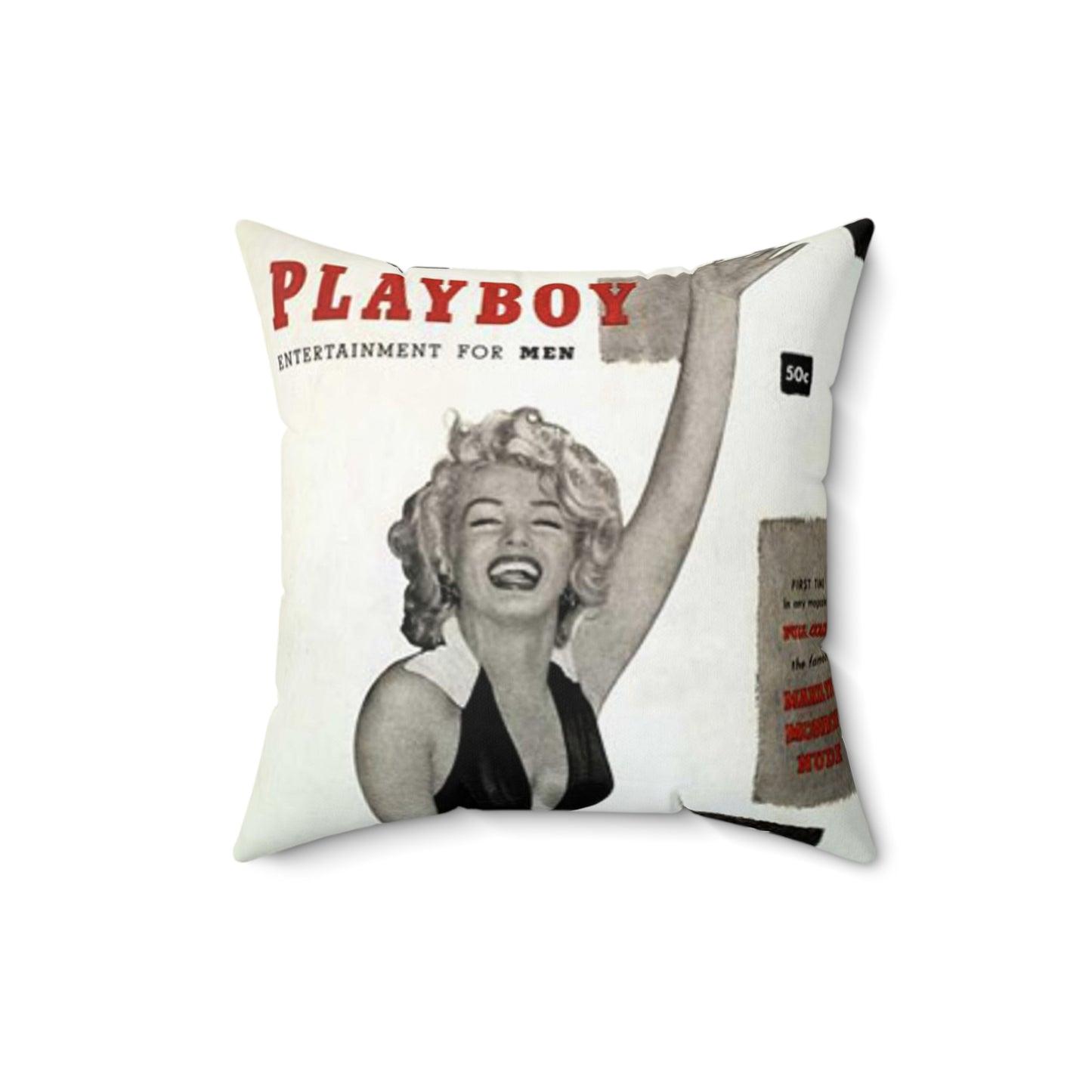 Spun Polyester Square Pillow Playboy Cover January 1953 Marilyn Monroe