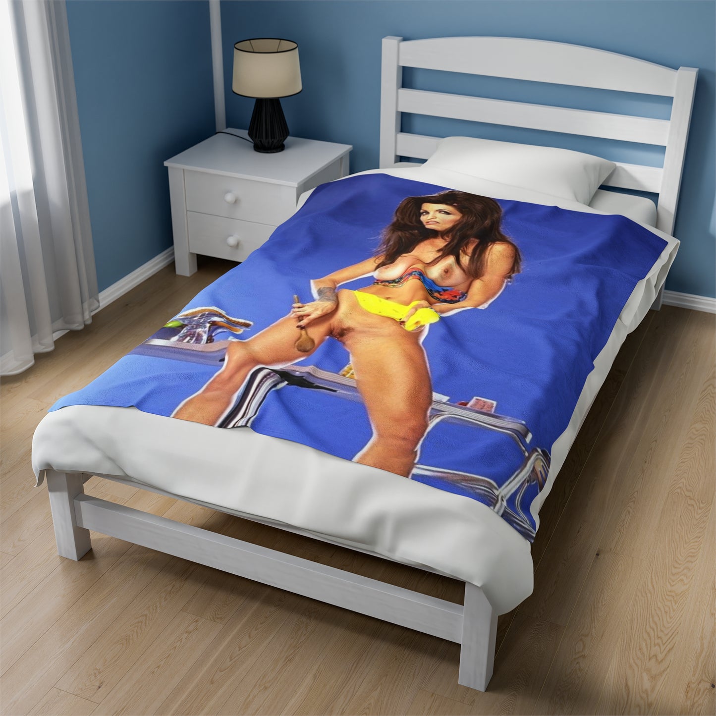 Velveteen Plush Blanket Retro Adult Star Janine Lindenmulder Nude