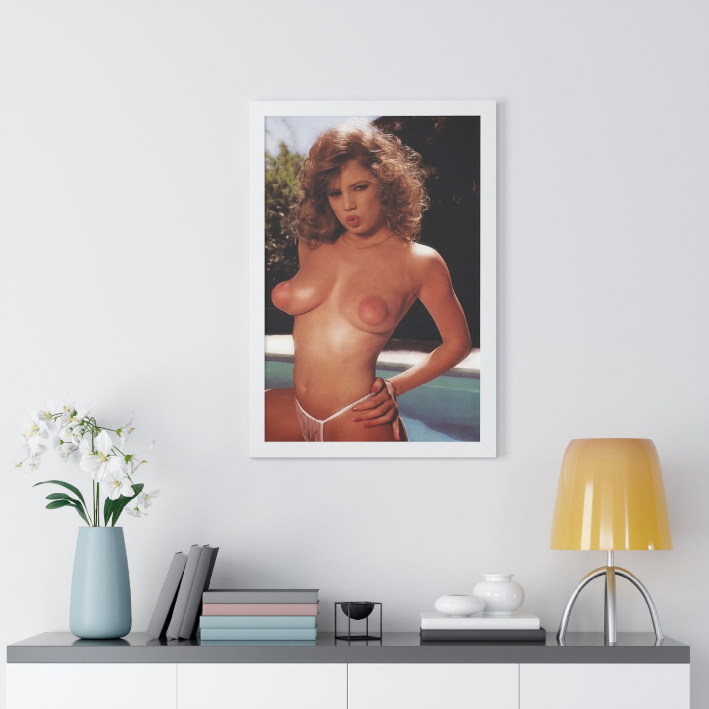 Framed Vertical Poster Retro Porn Star 80s