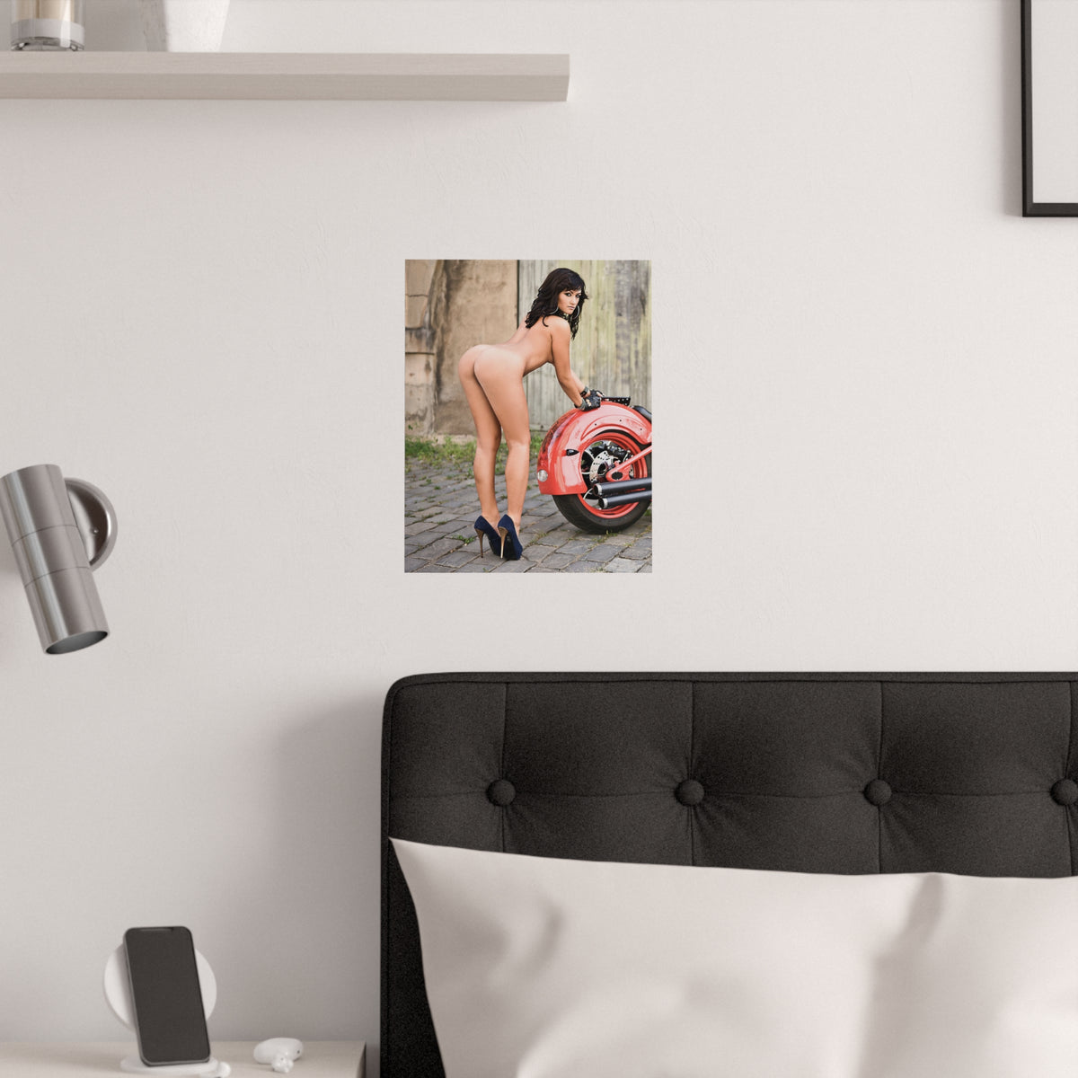 Satin Posters (210gsm) Tess Lyndon Nude on Motorcycle