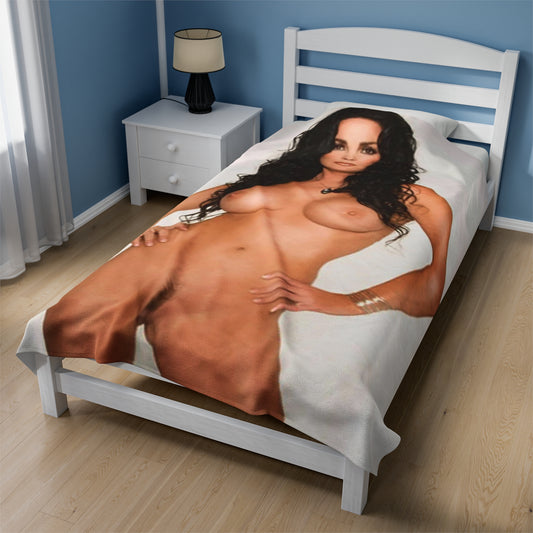 Velveteen Plush Blanket Retro Adult Star Julie Strain