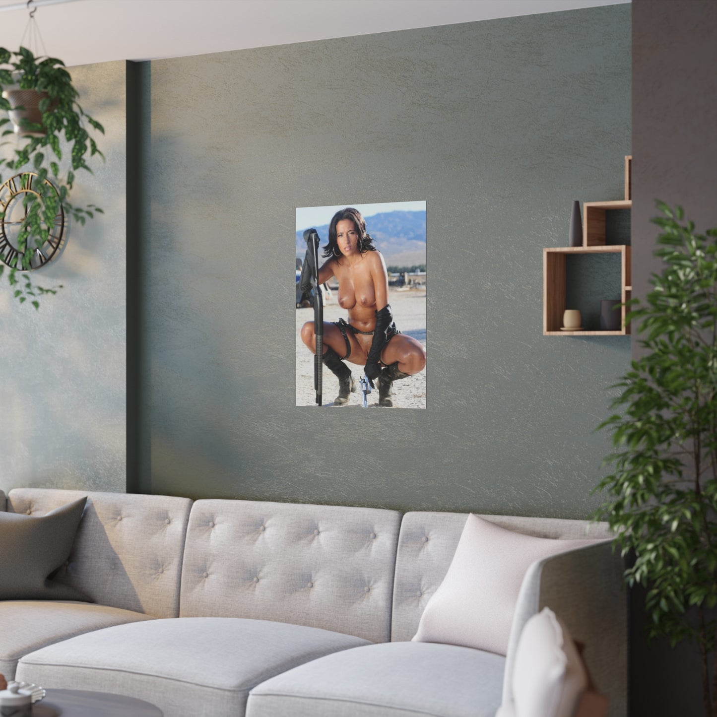 Satin Posters (210gsm) Sexy Nude Girl with Guns