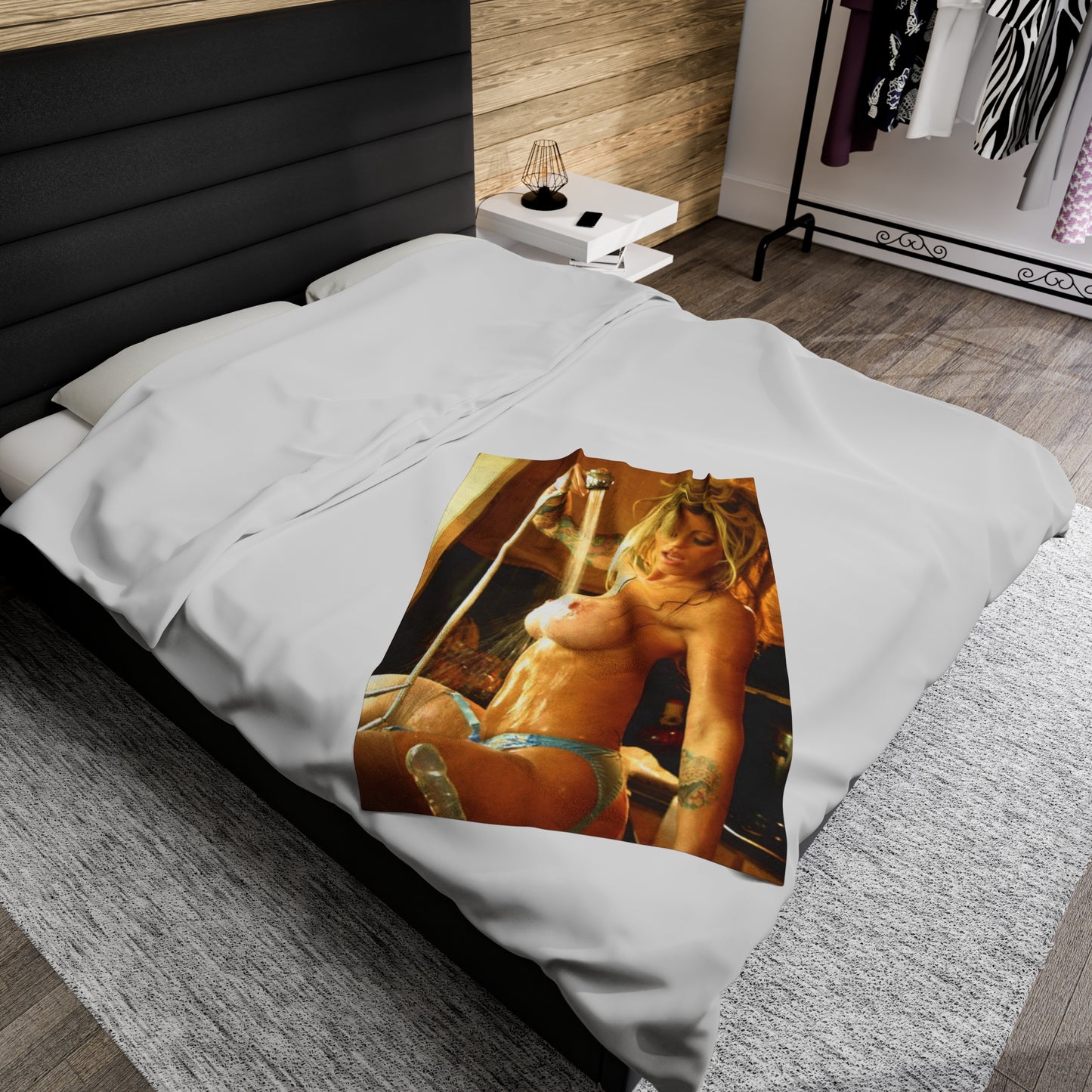 Velveteen Plush Blanket Retro Adult Star Janine Lindenmulder Nude