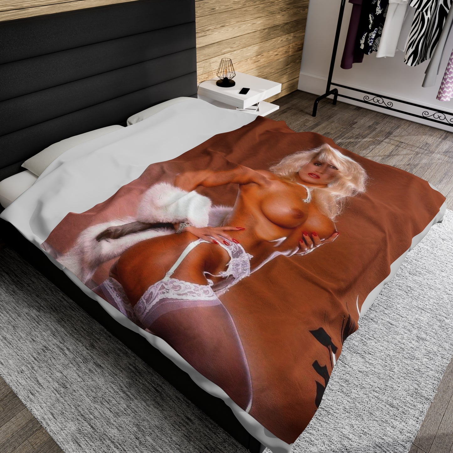 Velveteen Plush Blanket Retro 1980s Porn Star Amber Lynn