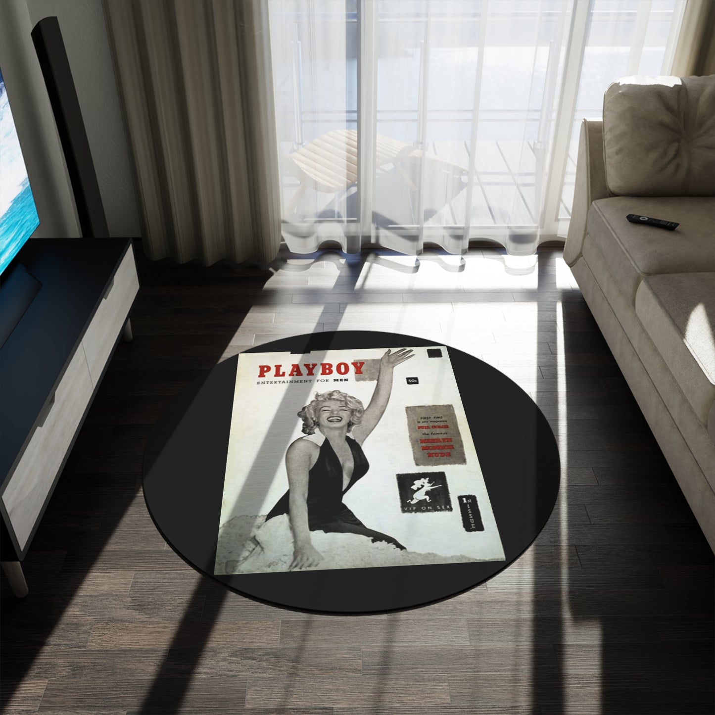 Round Rug Playboy Cover December 1953 Marilyn Monroe