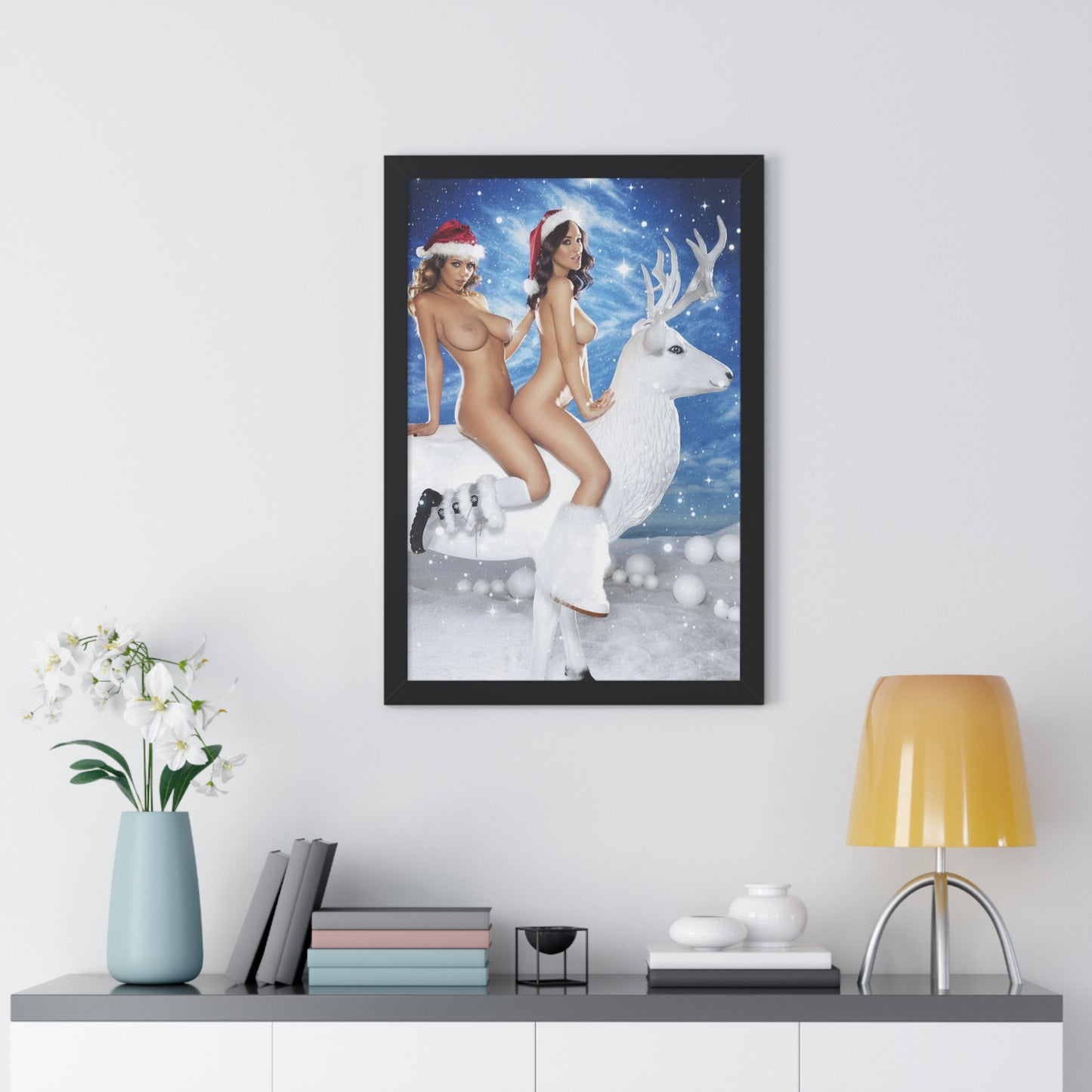 Framed Vertical Poster Sexy Nude Christmas Girls