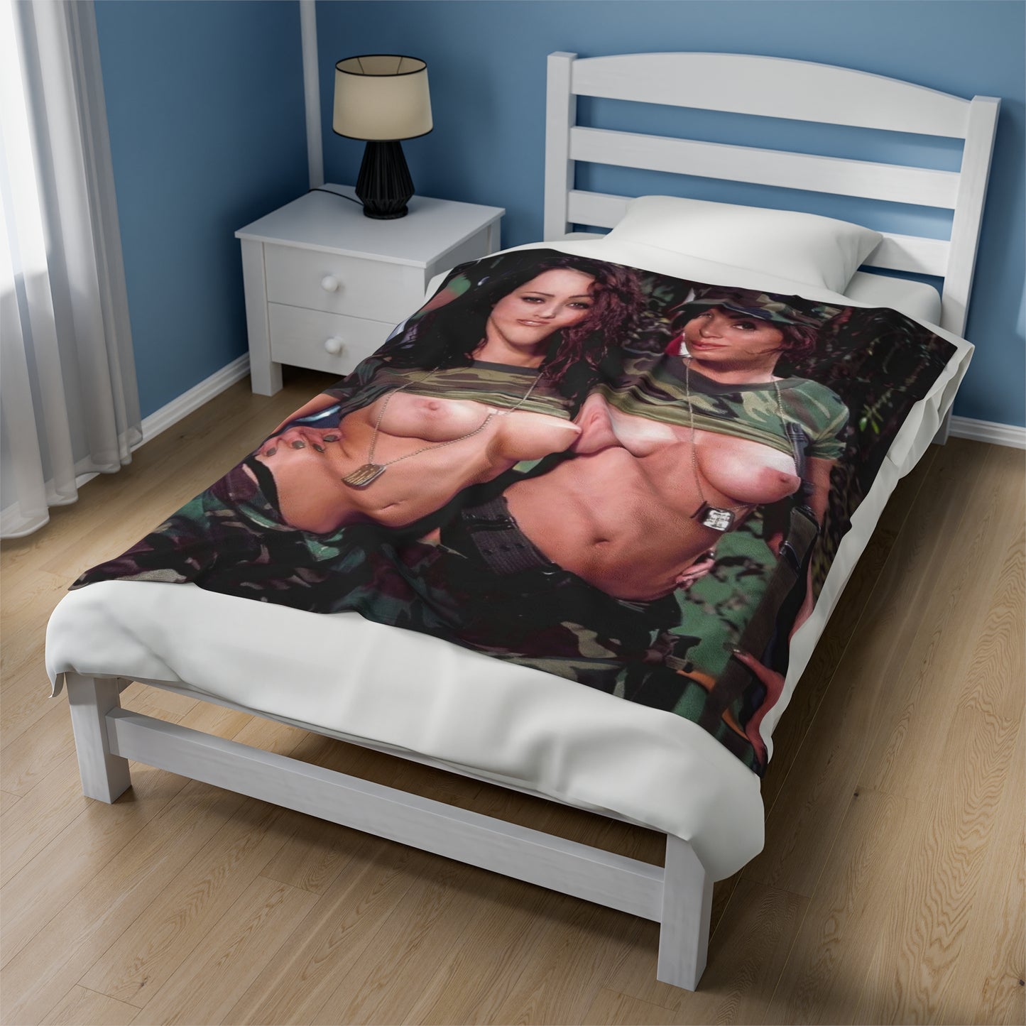 Velveteen Plush Blanket Nude Army Babes