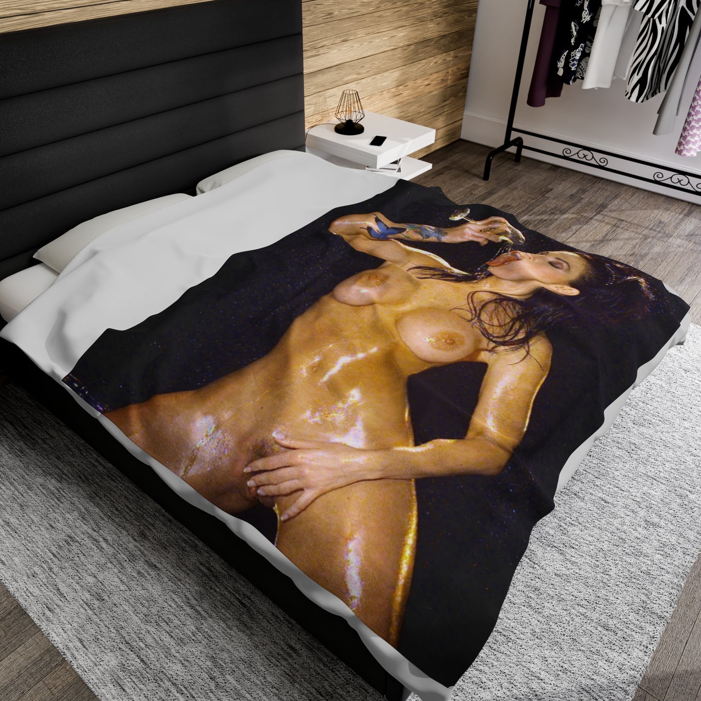 Velveteen Plush Blanket Retro Adult Star Janine Lindenmulder Nude