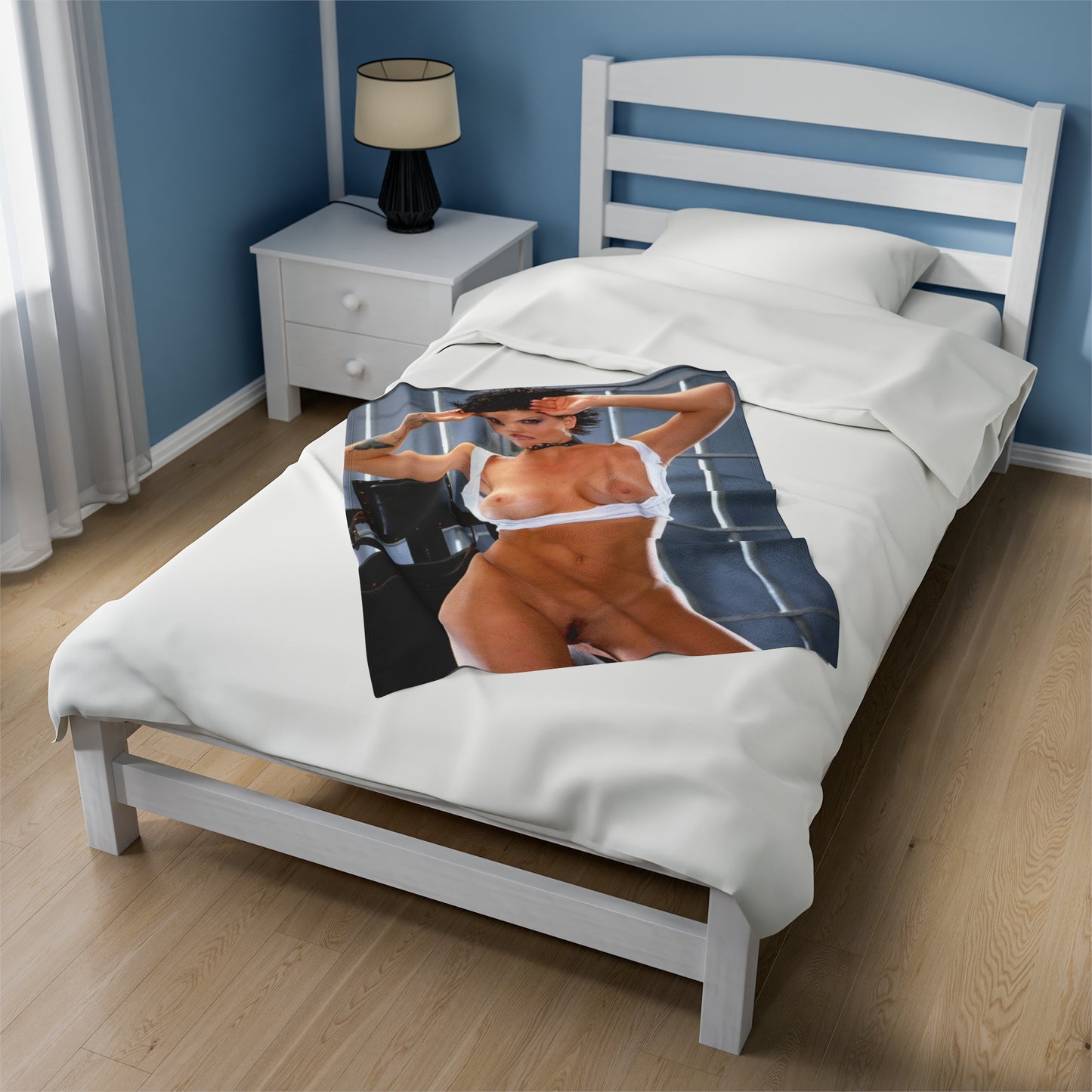 Velveteen Plush Blanket Retro Adult Star Janine Lindenmulder Nude