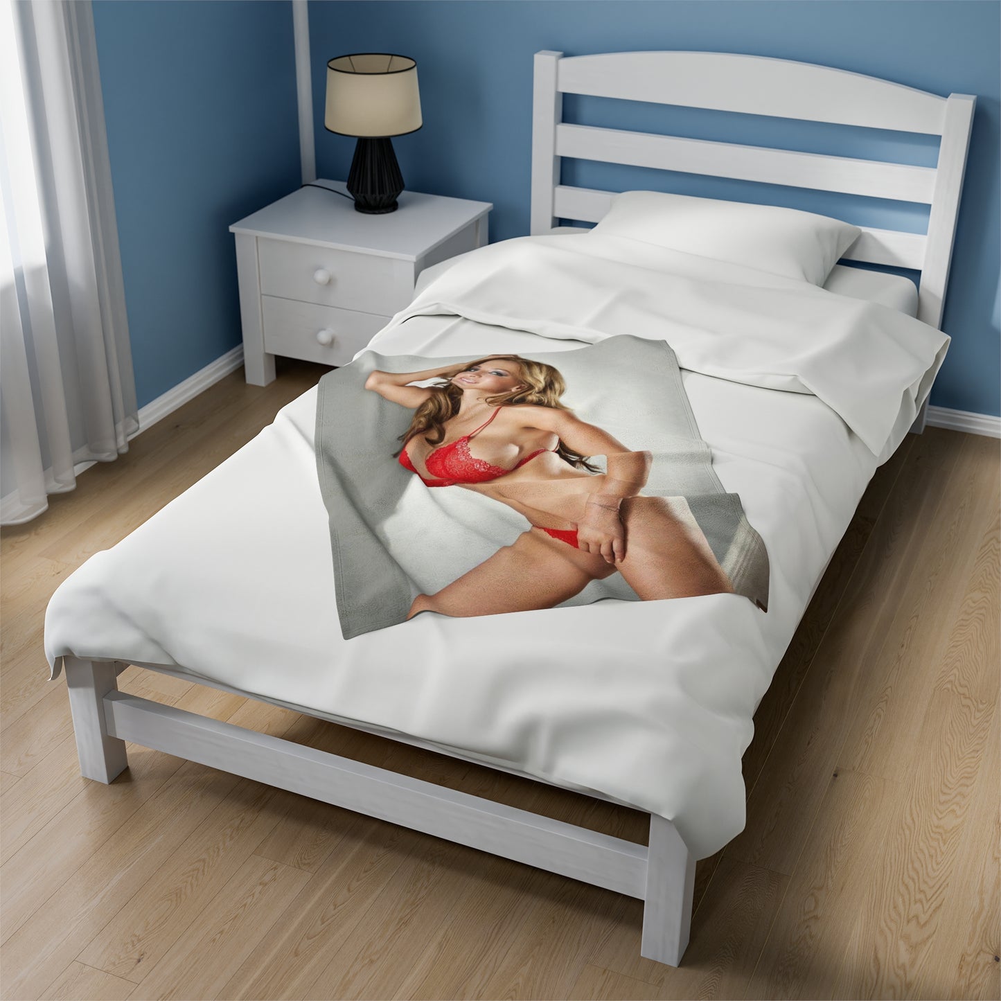 Velveteen Plush Blanket Jordan Carver Busty Lingerie Model