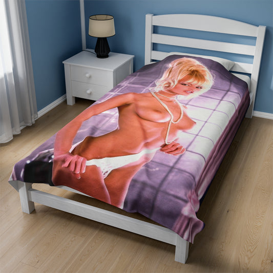 Velveteen Plush Blanket Retro Porn Star Anita Blond