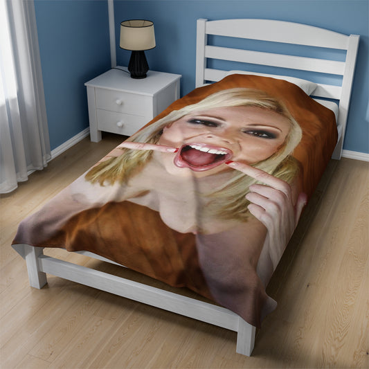 Velveteen Plush Blanket Cumshot Target Facial Mouth