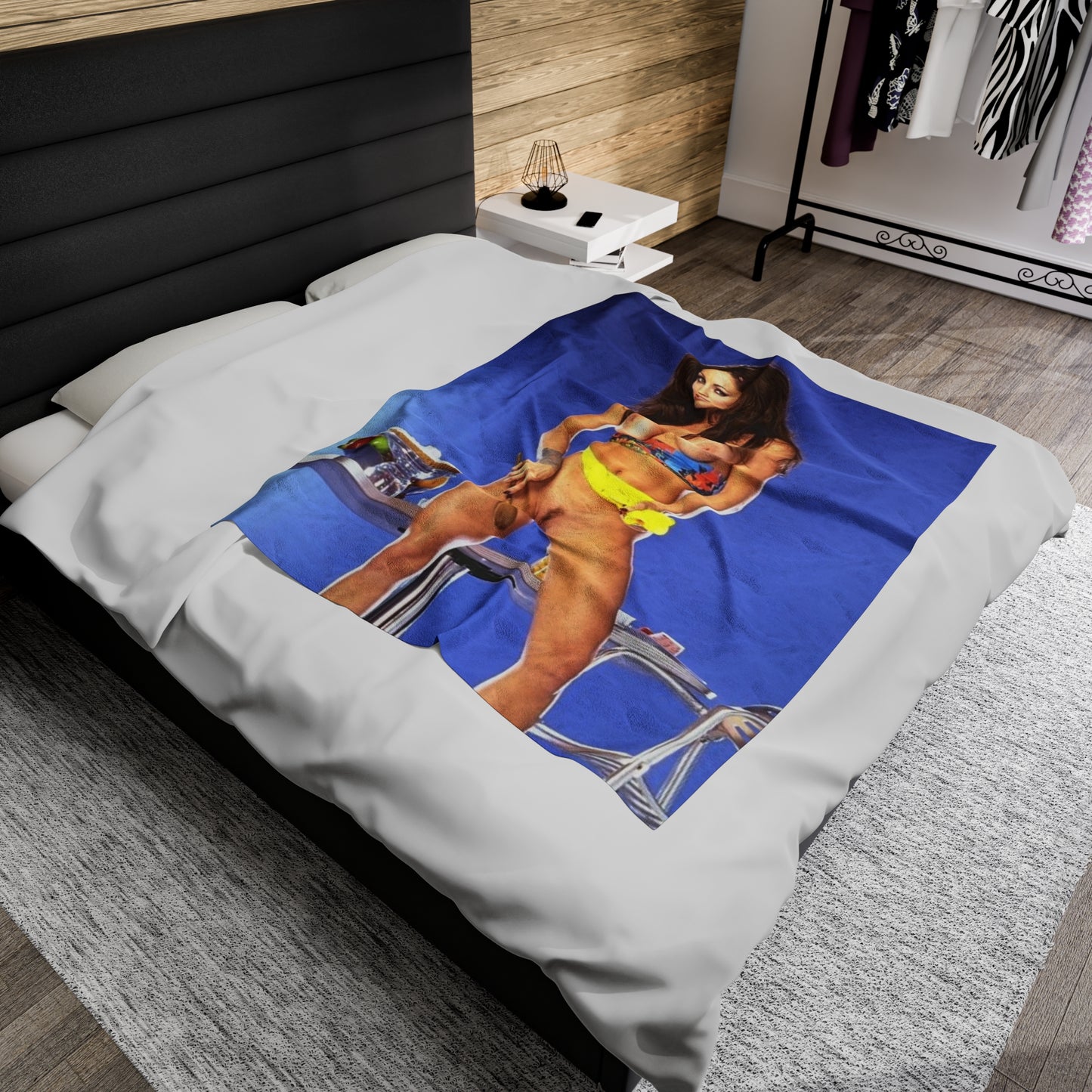 Velveteen Plush Blanket Retro Adult Star Janine Lindenmulder Nude
