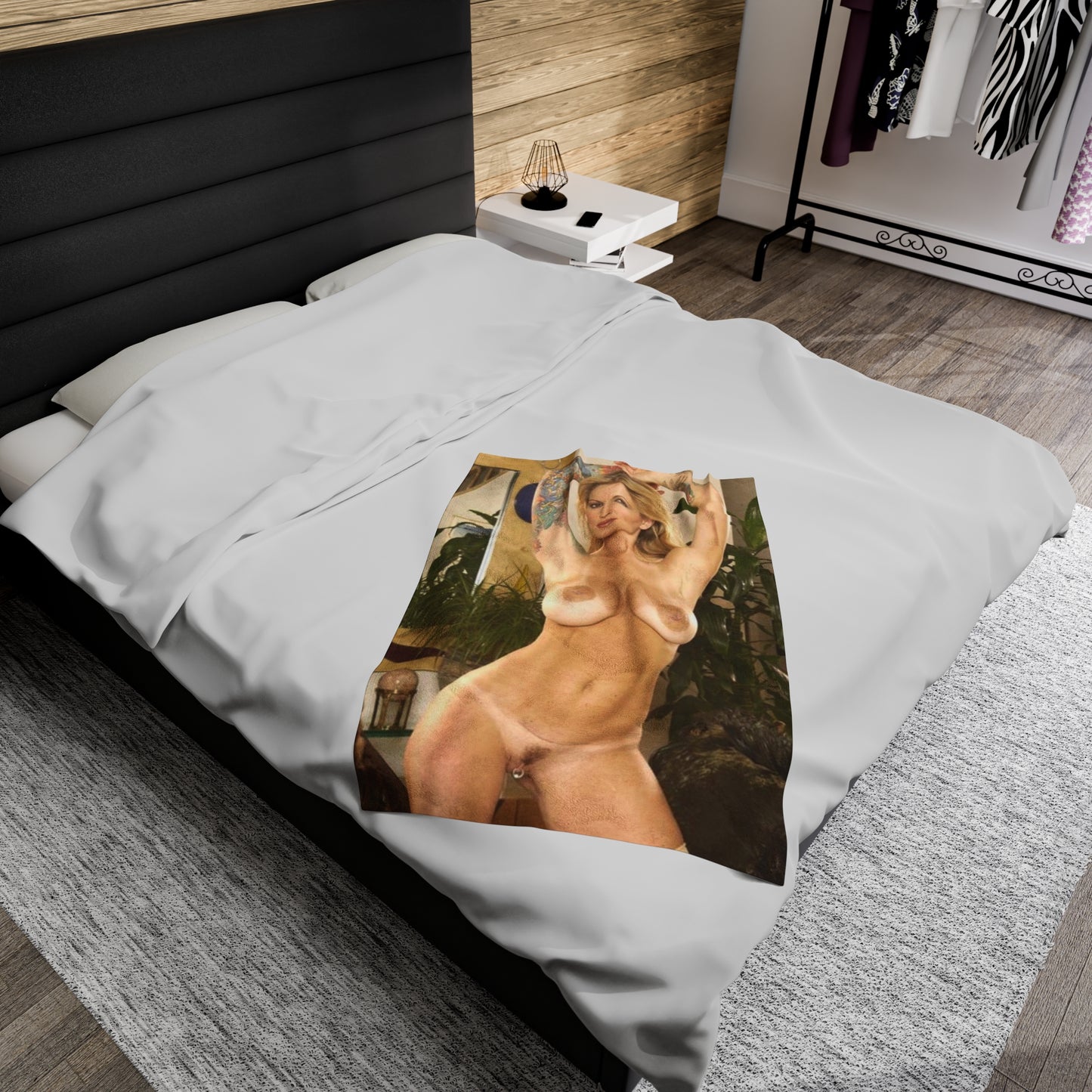 Velveteen Plush Blanket Retro Adult Star Janine Lindenmulder Nude