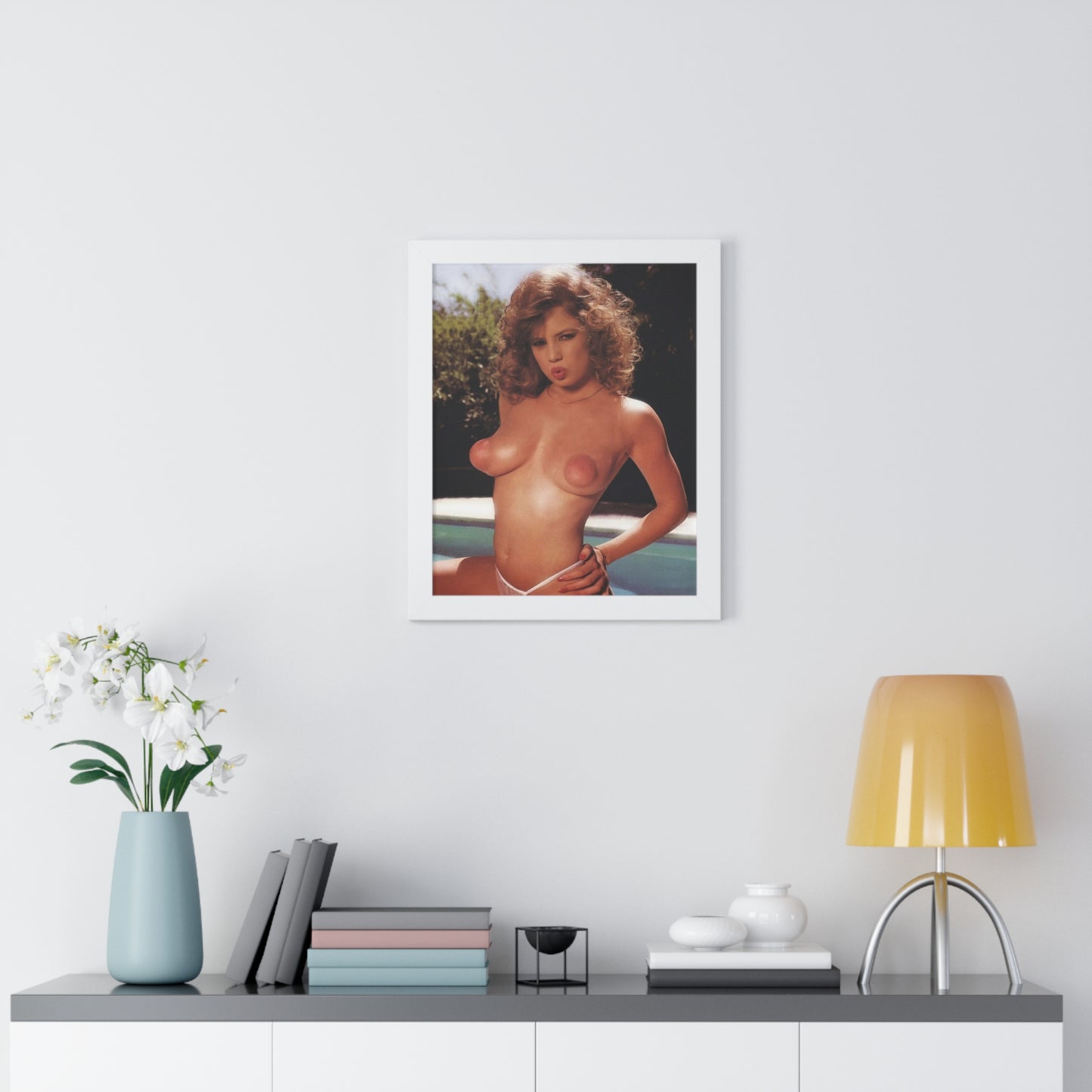 Framed Vertical Poster Retro Porn Star 80s