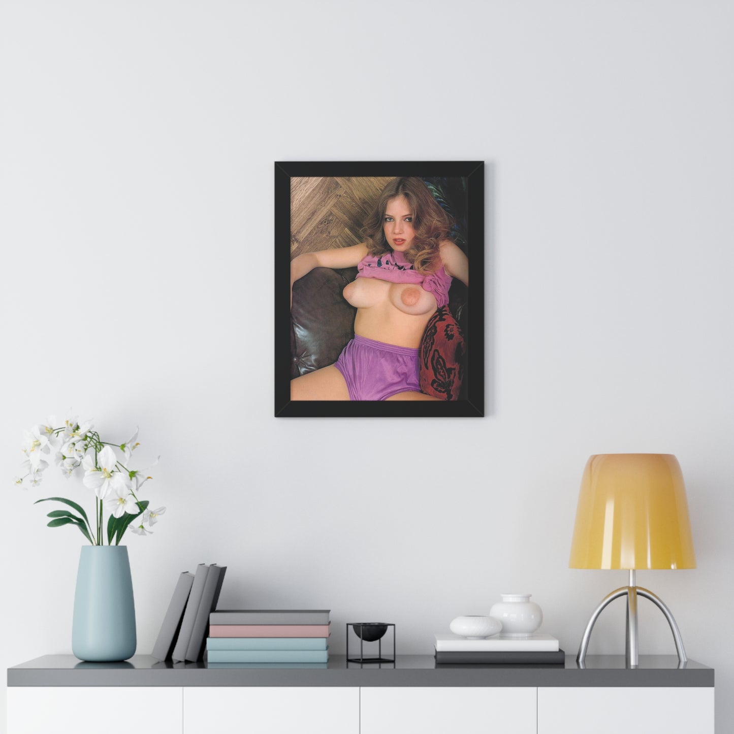 Framed Vertical Poster Retro Porn Star 80s