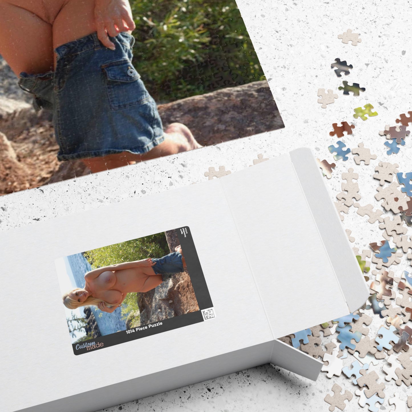 Puzzle (110, 252, 500, 1014-piece) Big Nude Breasts by a Lake