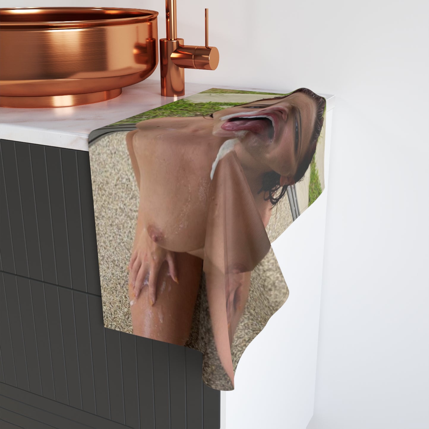 Hand Towel Assuming the Position Adriana Chechik