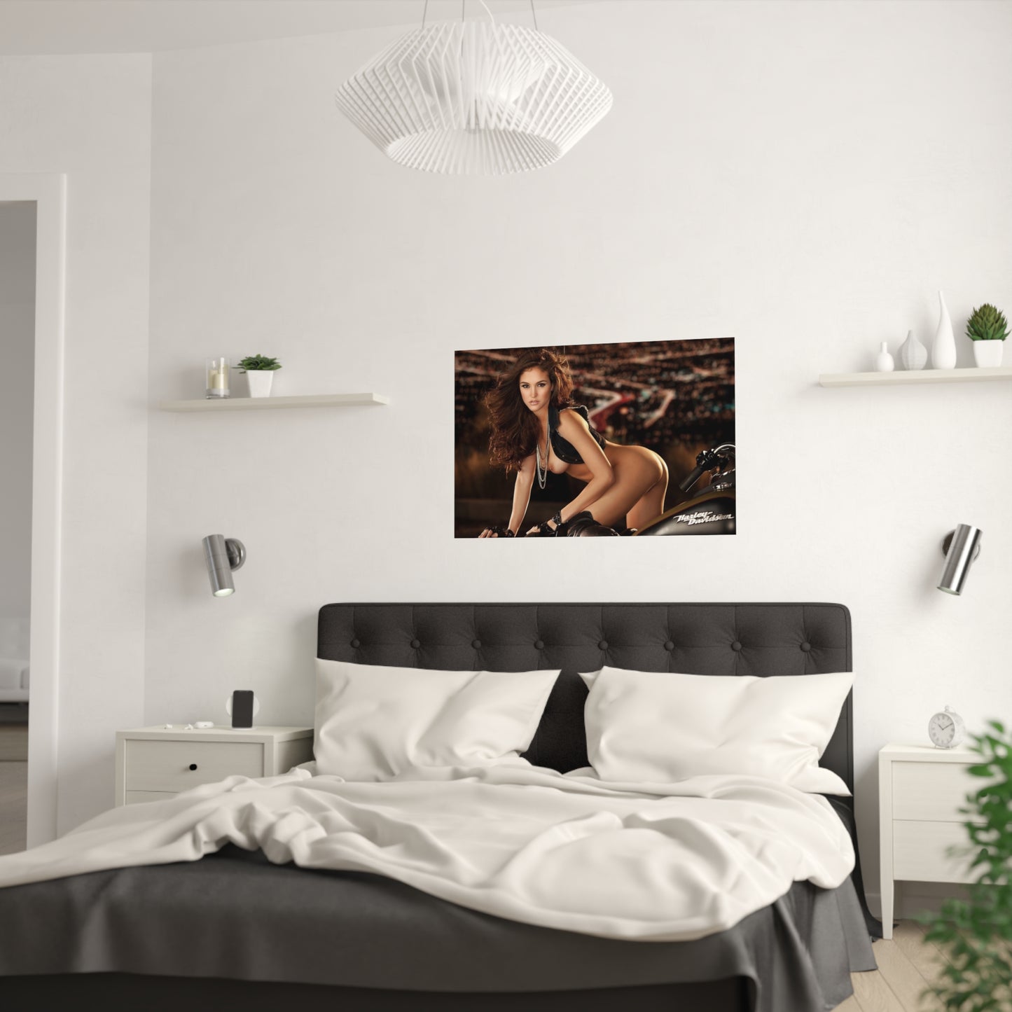 Satin Posters (210gsm) Jaclyn Swedberg Nude on Motorcycle