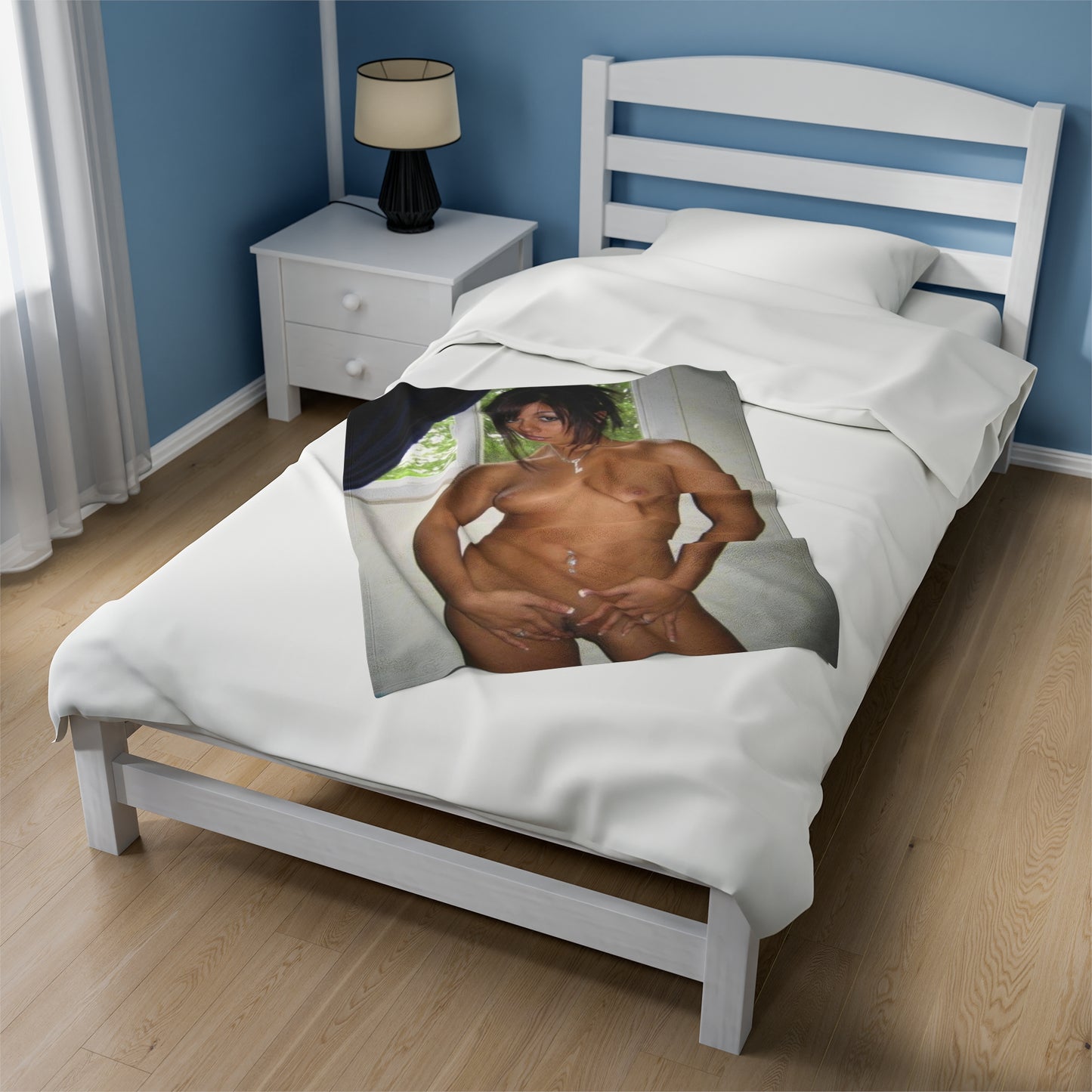 Velveteen Plush Blanket Raven Riley Nude