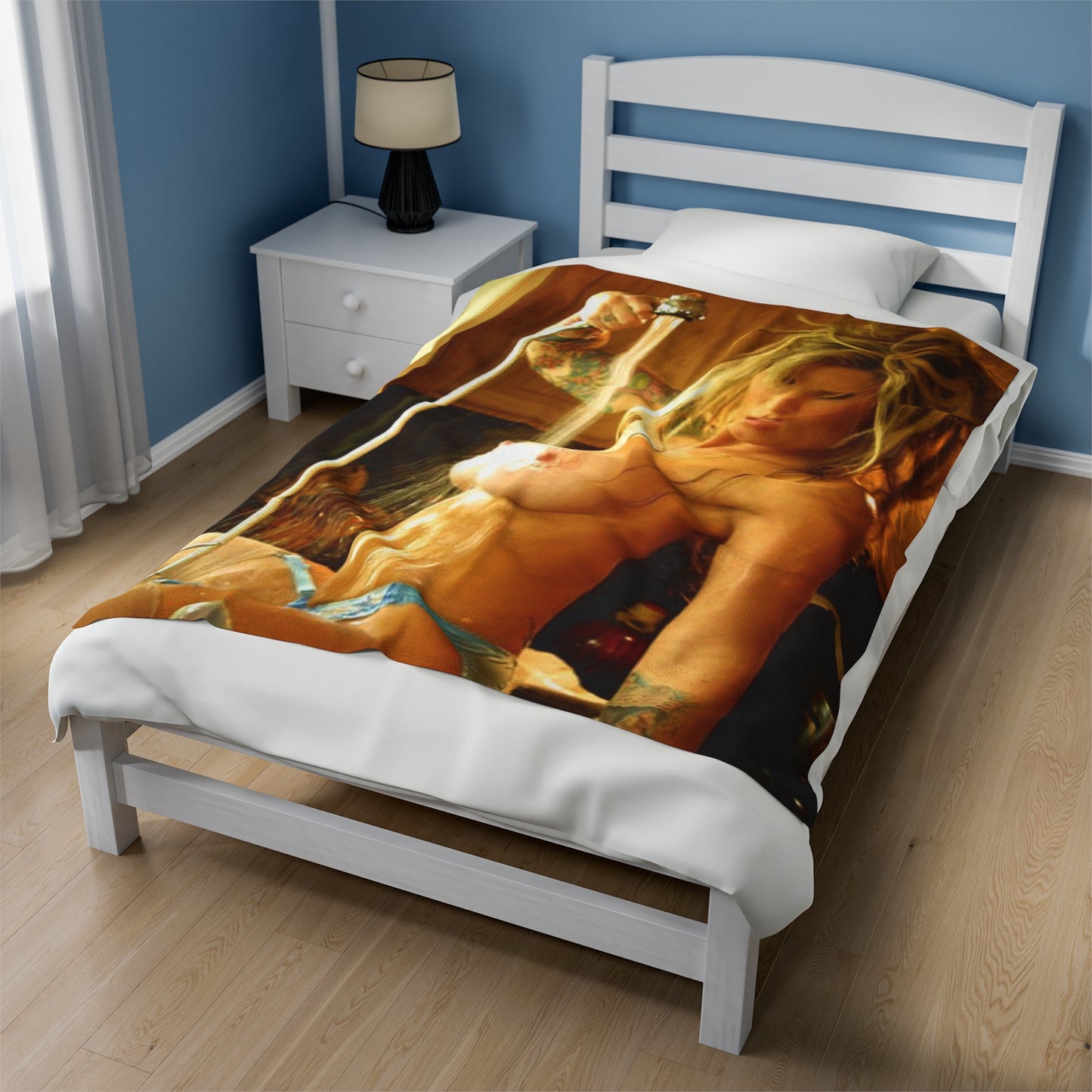 Velveteen Plush Blanket Retro Adult Star Janine Lindenmulder Nude