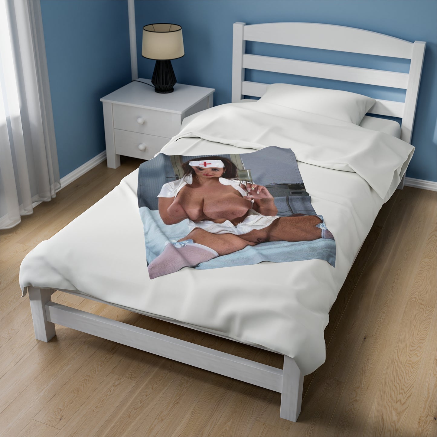 Velveteen Plush Blanket Sexy Nude Nurse