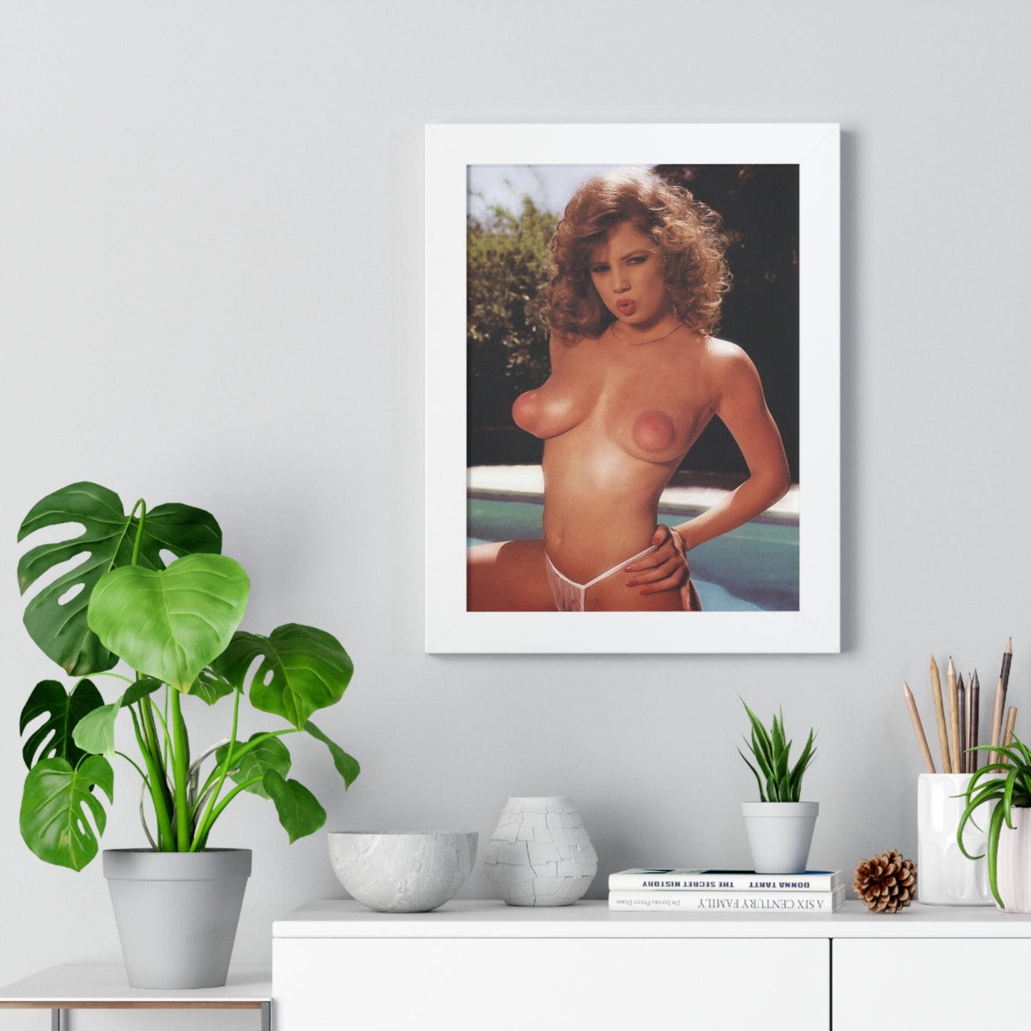 Framed Vertical Poster Retro Porn Star 80s