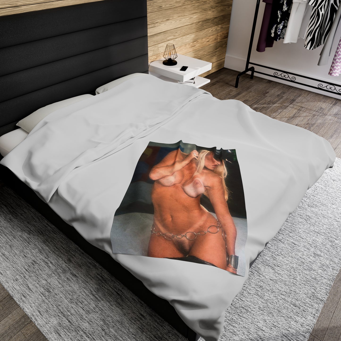 Velveteen Plush Blanket Retro Adult Star Janine Lindenmulder Nude
